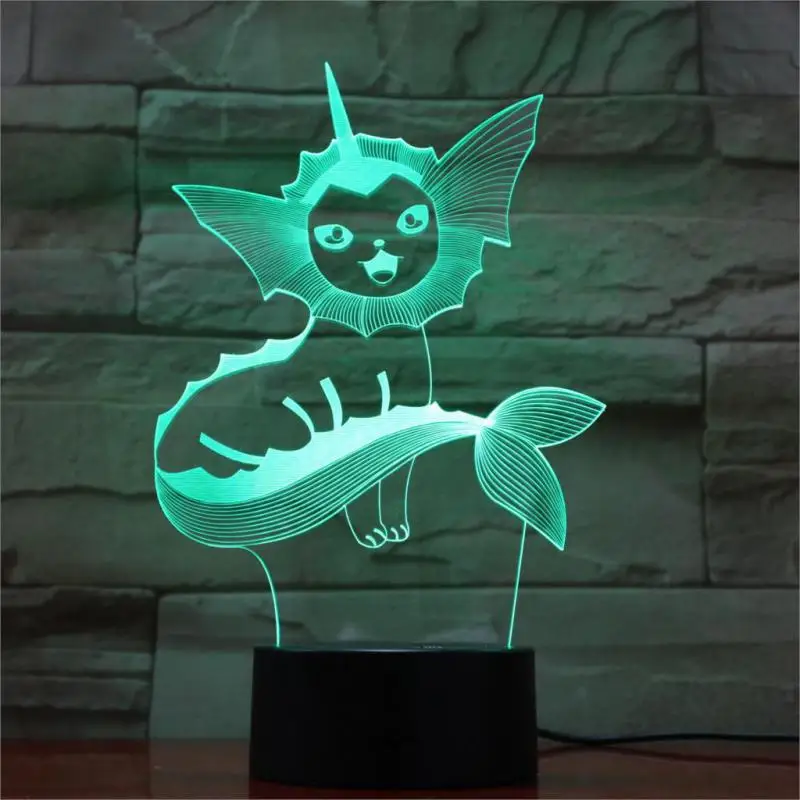 Y 3d лампы Pokemon Pikachu, 7 цветов, светодиодные Рождественские декоративные светильники для детской комнаты, сенсорный светодиодный usb-ночник для сна - Испускаемый цвет: Y