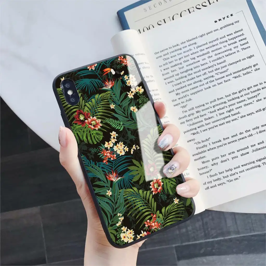 168 Акварельный чехол из закаленного стекла для телефона для iphone 5, 6, 7, 8, 6s, разноцветный цветок, 6s plus, 7 plus, 8 plus, x, xr, xs, xsmax - Цвет: 168