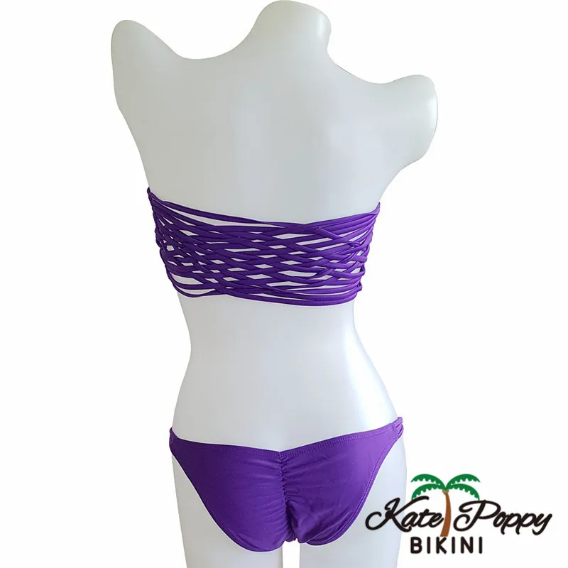 Women New Sexy Swimwear Off shoulder Bathing suit Solid Bikini Set Elastic Low Waist Biquini Brazilian |