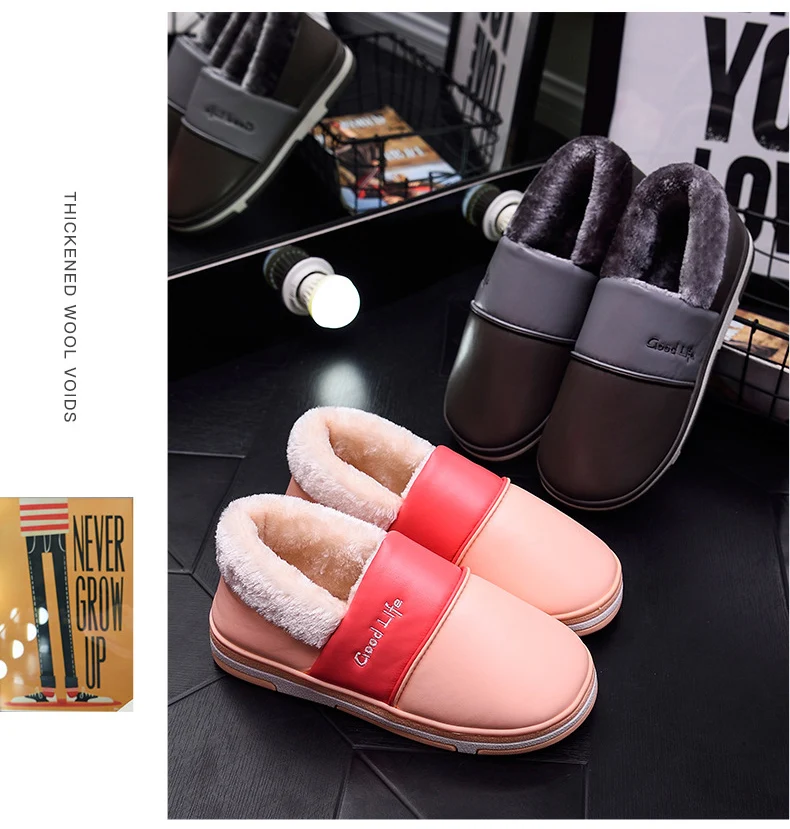 Женские зимние ботинки; Зимние Теплые ботильоны на меху; пара хлопковых ботинок на толстой подошве; Женская водонепроницаемая обувь на плоской подошве без застежки; Botas Mujer Zapatos