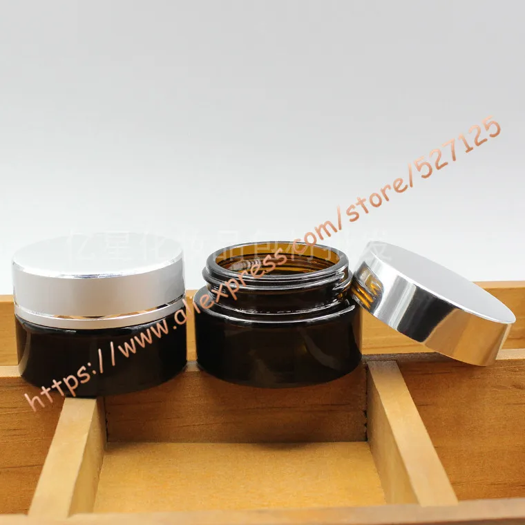 20 г Янтарная/коричневая стеклянная банка для крема с алюминиевой крышкой многих