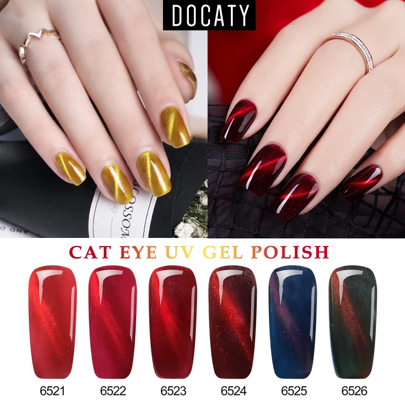 Docaty Cat глаза УФ гель лак для ногтей 8 мл 6 цветов продолжительно Soak Off Gel Лаки Книги