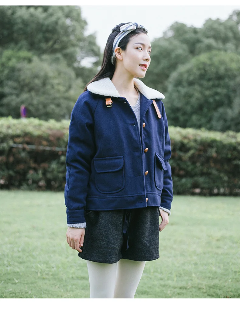 Japan fashion Harajuku Lamb Leather Buckle Collar Clip Cotton Wool Coat Jacket Motorcycle Thickening Winter Women Parkas | Женская