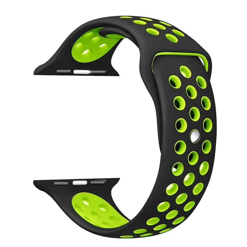 Спортивный мягкий силиконовый ремешок для часов Apple Watch 42 мм 38 мм 40 мм 42 мм сменный Браслет для iWatch серии 1 2 3 4 - Цвет ремешка: 9 Black Green