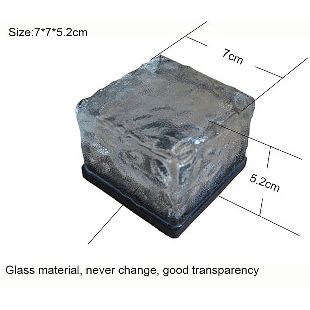 Kopen 4 Sets/partij Waterdichte Solar Power LED Grond Kristal Glas Ijs Baksteen Vorm Outdoor Yard Garden Deck Road Lamp Licht