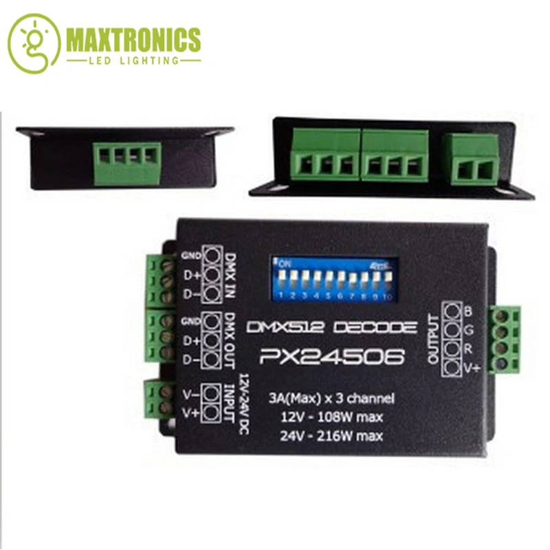 Светодиодный контроллер PX24506 светодиодный декодер DMX 512 драйвер декодера 9A