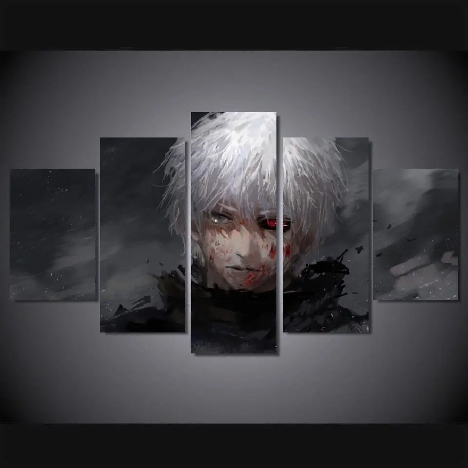 

5 Panels Wall Art 5 Panels Wall Art Anime Tokyo Ghoul Ken Kaneki 5 Pieces Paintings Canvas Poster Unframed 5258