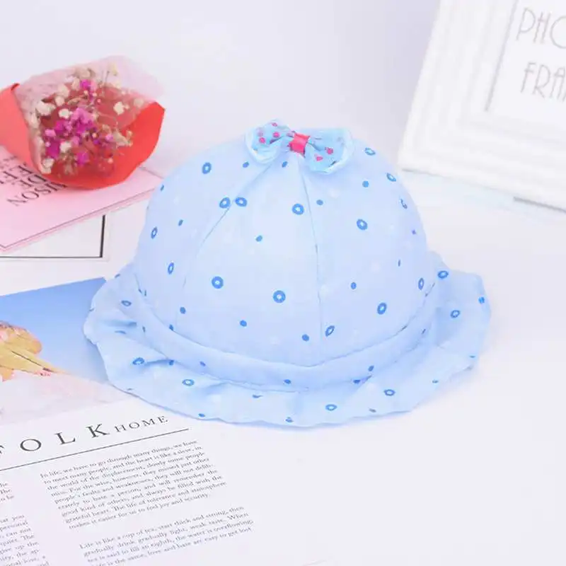style 1 blue Милая Детская шляпа для новорожденных, шляпка для девочки с бантиком и бантиком, шляпа-ведро для маленьких принцесс, летние солнцезащитные шляпы кепки для девочек - Цвет: style 1 blue