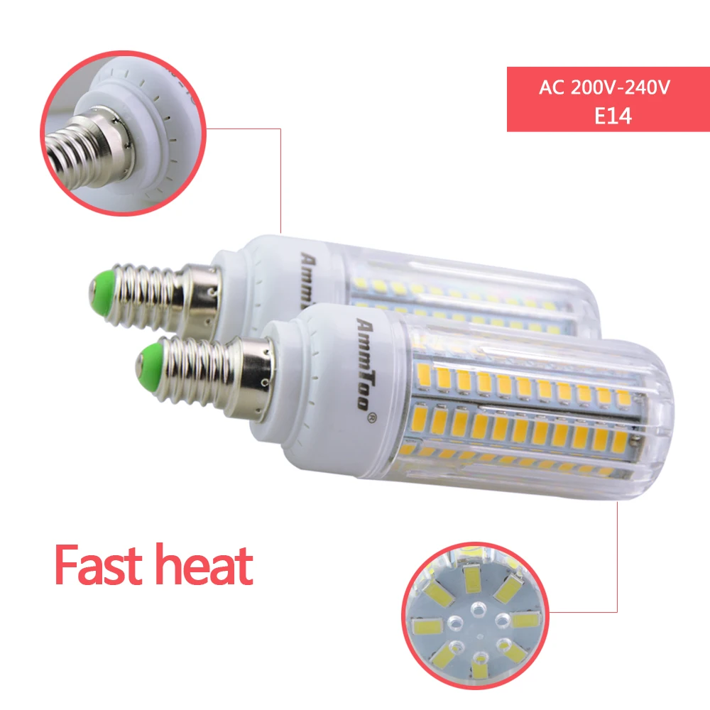 Светодиодный светильник SMD 5736 E27 3 Вт 5 7 9 12 15 E14 220 В светодиодный в форме свечи ярче
