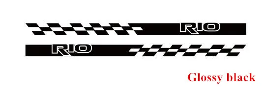 Glossy black-logo Гоночный флаг полосы наклейки для KIA RIO хэтчбек седан двери автомобиля боковая юбка Стикеры Авто аксессуары кузова виниловые наклейки - Название цвета: Glossy black-logo
