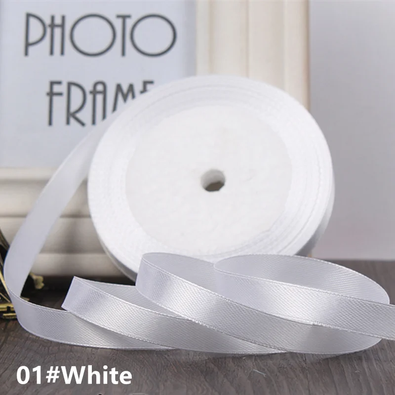 White 25 ярдов/рулон корсажные атласные ленты для свадьбы рождественской вечеринки украшения wide6mm-40mmDIY ленты для поделок Подарочный материал - Цвет: White