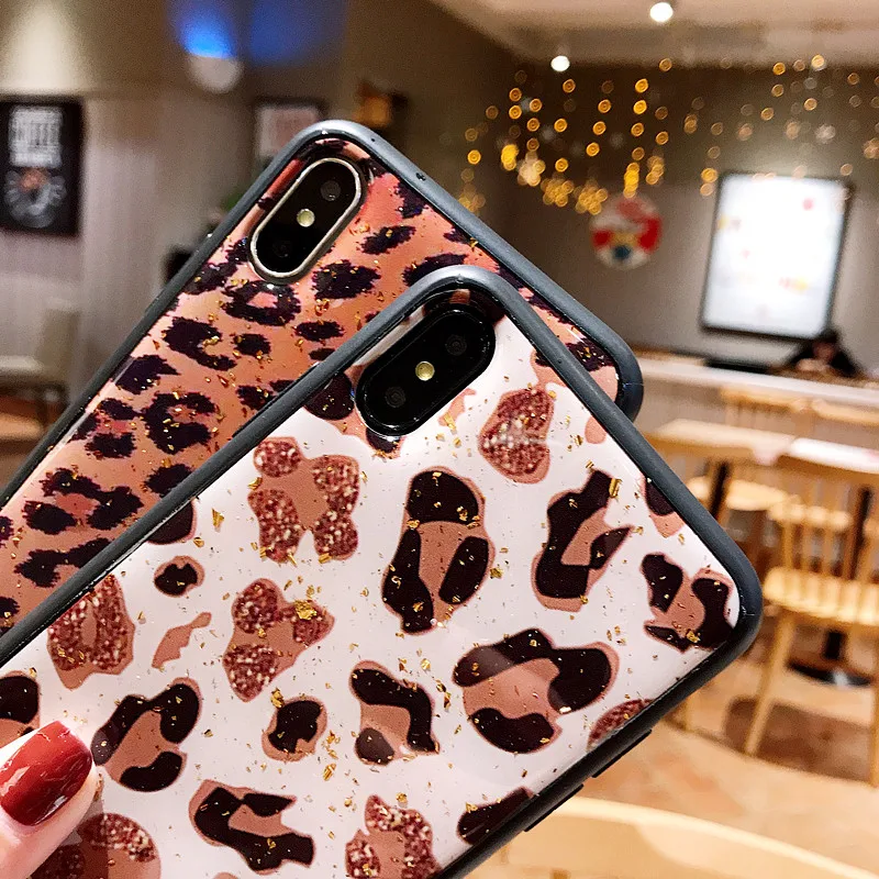 Для iphone 8 чехол для X funda iohone 7 Модный Леопардовый блеск Чехол 6 6s плюс XR XS MAX |