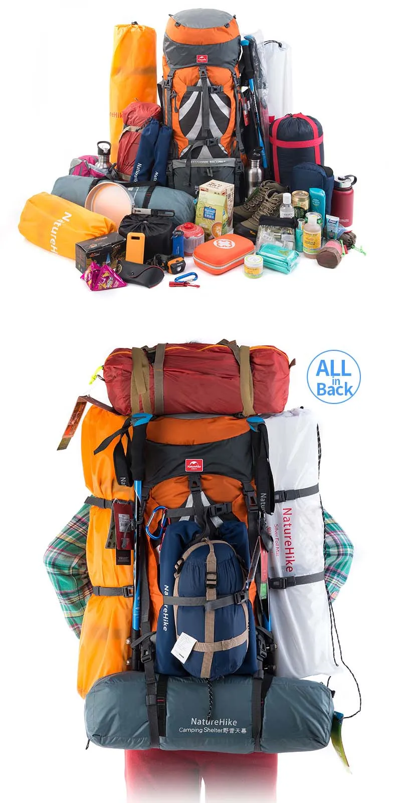 Профессиональная альпинистская сумка Naturehike 75L, походный рюкзак для прогулок, большая емкость, водонепроницаемая большая сумка для альпинизма