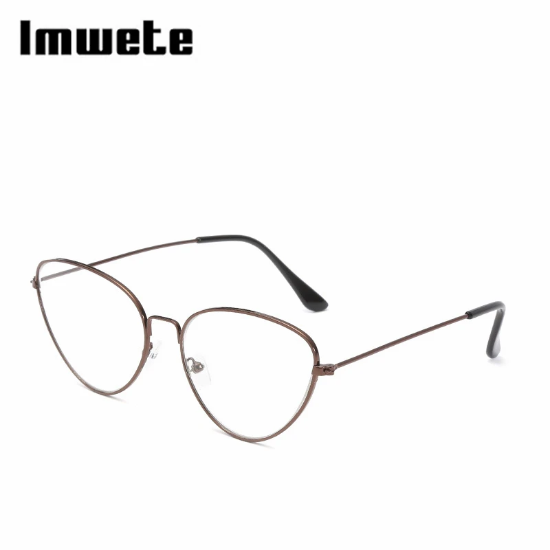 Imwete, новинка, металлические, кошачий глаз, плоские очки, женские, модные, ультра очки, Сексуальная Дамская оправа, анти-синий светильник, очки