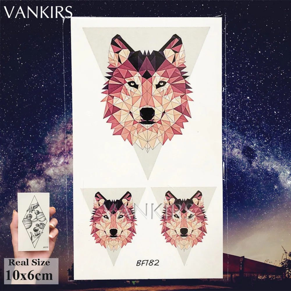 Flash Water Transfer Triangle Wolf Arm Wrist Fox Tattoos Temporary Custom Self Adhesive Tattoo Fake Body Ankle Art Tato Supplies | Красота и