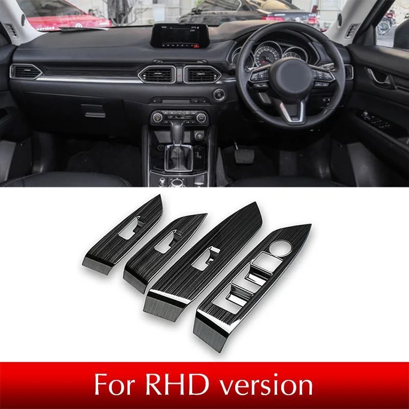 Black Brushed Для Mazda CX-5 CX5- KF автомобиля RHD переключатель окна панель регулировки ручки крышка отделка наклейки полоски украшение рамка стиль - Название цвета: Black Brushed