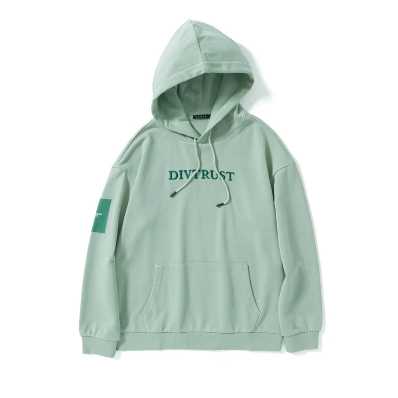 SEMIR мужская вышитая Толстовка с капюшоном, пуловер с капюшоном с аппликацией на рукаве, Стильная Спортивная толстовка с карманом-кенгуру - Цвет: green