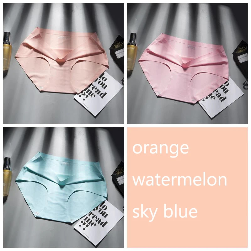 orange watermelon bl SP& CITY, 3 шт., цветные, средняя талия, женское Бесшовное нижнее белье, мягкое, дышащее, промежность, хлопковые трусики, сексуальные, комфортные, одноцветные трусы, нижнее белье - Цвет: orange watermelon bl