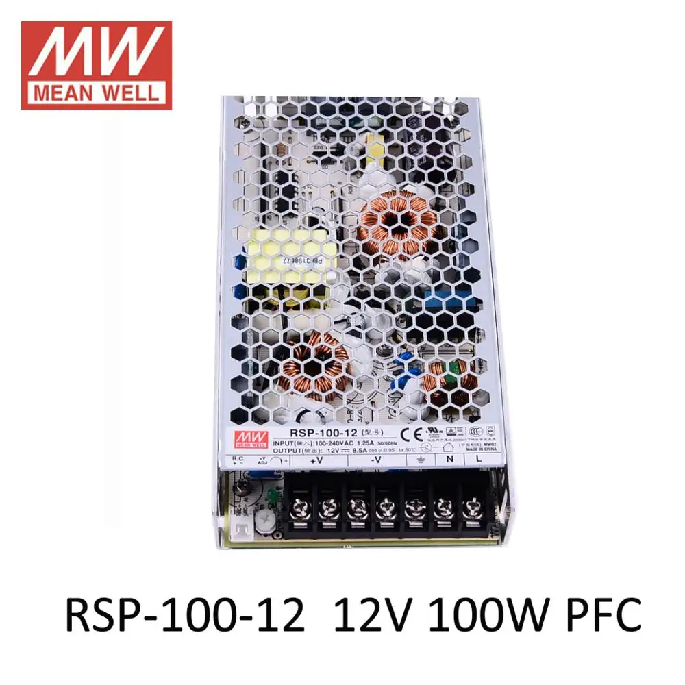 Оригинал Meanwell RSP 100W импульсный источник питания 12 В 24 в 100 Вт 3 13 5 27 с PFC Функция 48 UL