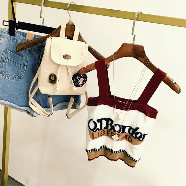 Летняя коллекция 2016 года модный соблазнительный короткий жилет с буквами|2016