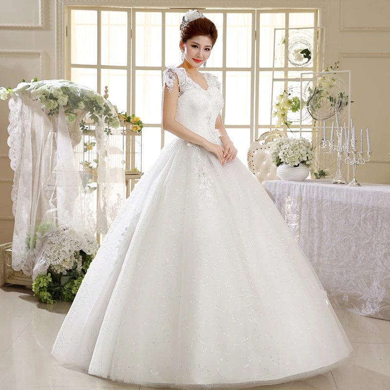 Robe de Mariage Sexy v-образным вырезом с открытой спиной Кружева Бисер Кристалл груши