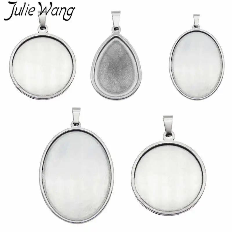 Julie Wang 5 шт. Кабошон из нержавеющей стали основа для кабошона смешанные овальные