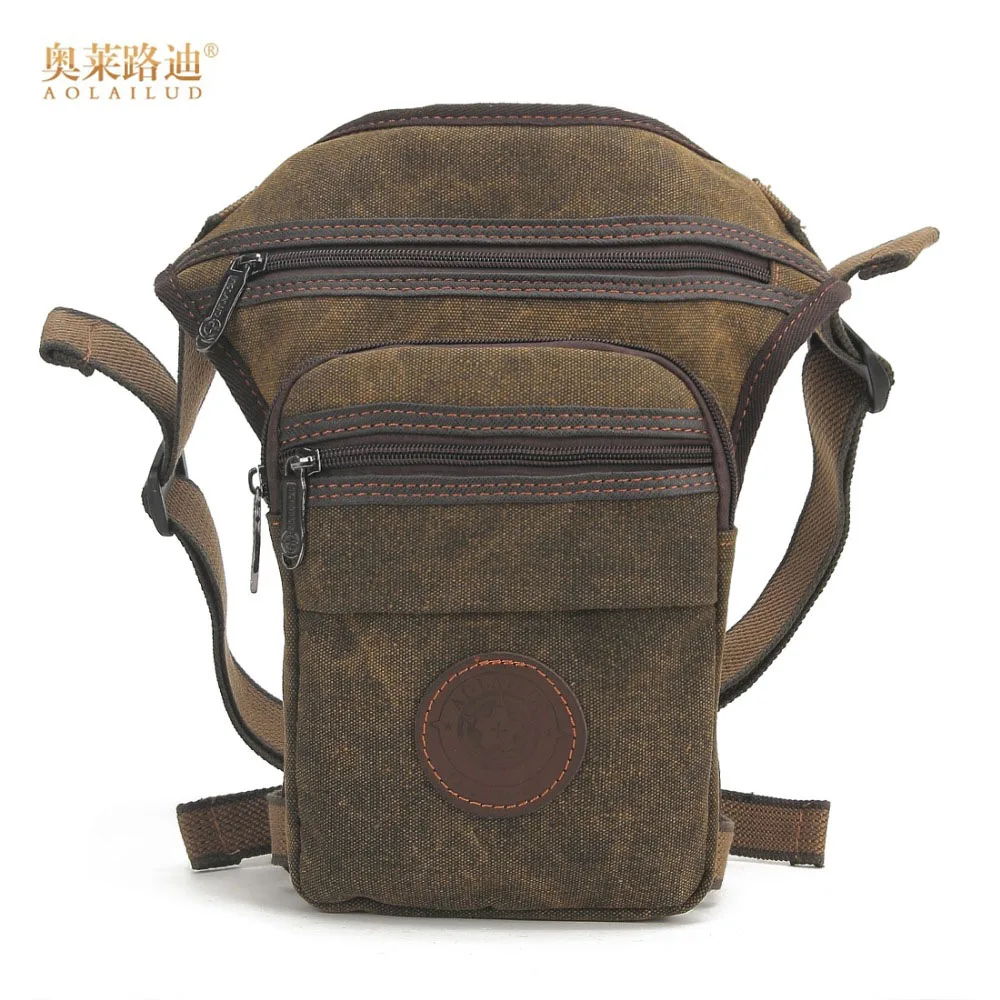 Сумка-мессенджер Мужская холщовая набедренная поясная военная тактическая |