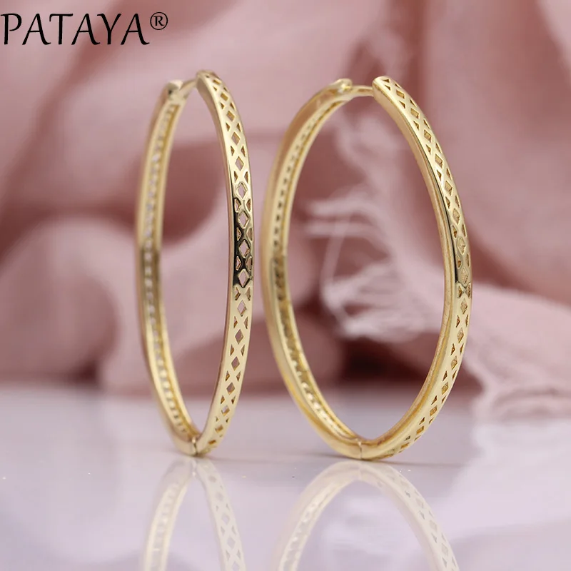 Серьги PATAYA женские большие круглые модные роскошные с отверстиями из розового