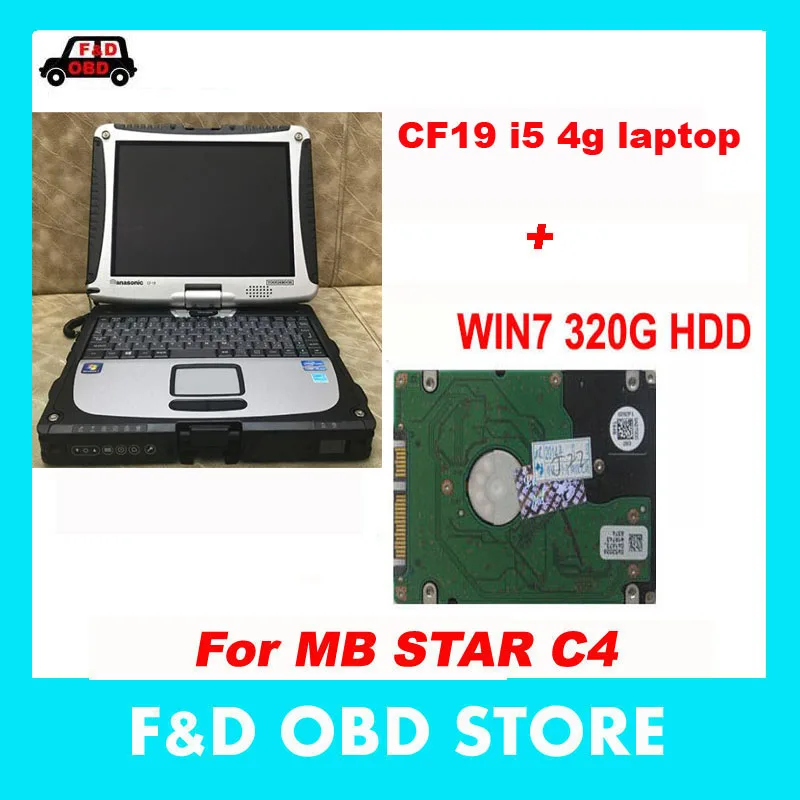 Промо-акция! Высококачественный ноутбук CF19 CF-19 CF 19 с i5, 4G Ram, 320G HDD, win 7 64bit softwre для mb star c4 c5