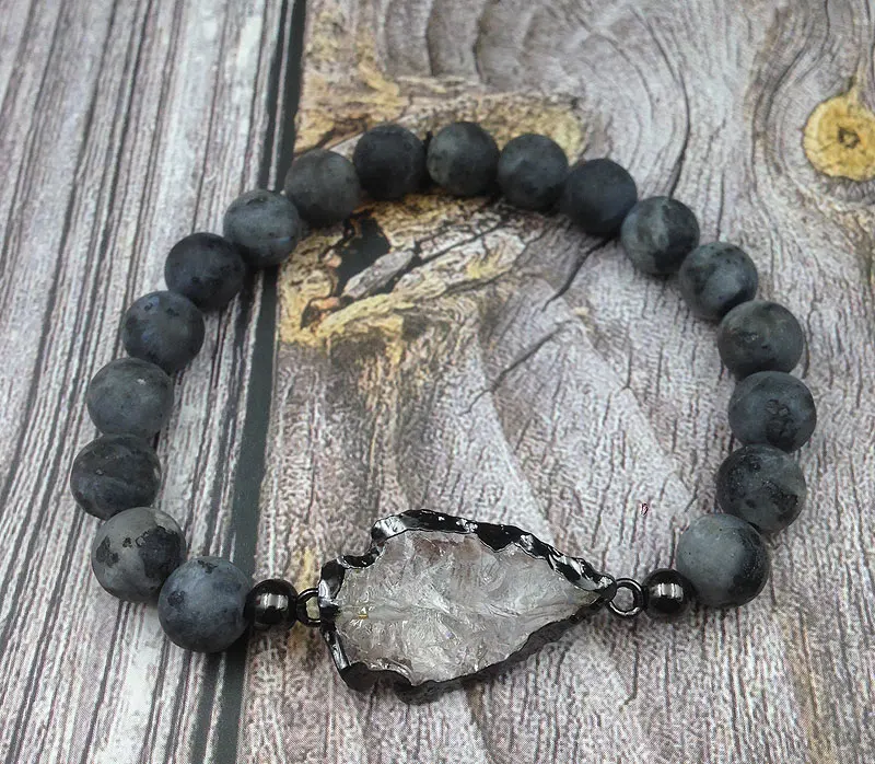 YA3840 Geode Agates Друза камень кварц соединитель стрел черный лабрадорит эластичный