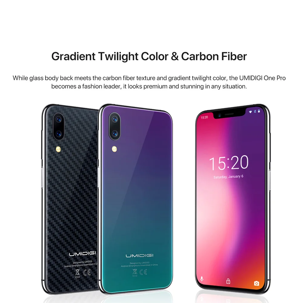 Global Bands UMIDIGI One Pro 5.9inch Notch 19:9 Bezel-less Full Screen Android 8.1 Mobile Phone 4GB 64GB Octa Core Smartphone