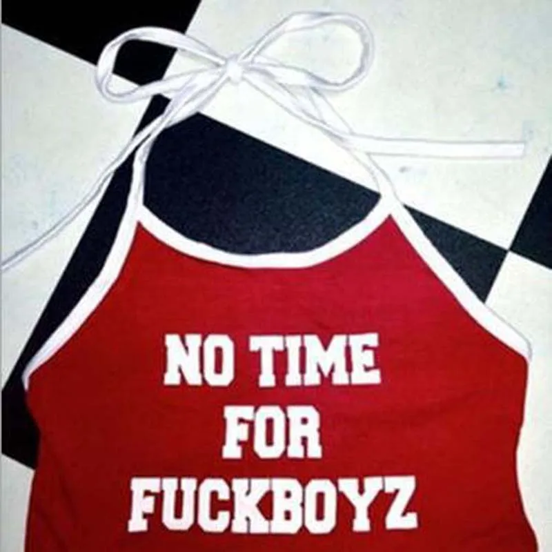 2020 летние сексуальные кроп-топы NO TIME для FUCKBOY с буквенным принтом короткий жилет
