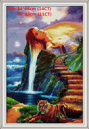 Beauty and tiger Joy Sunday водорастворимый холст для вышивки крестиком Tela Aida Punto De Cruz Kit Damas Набор для вышивки крестом 11Ct набор - Цвет: Beauty and tiger