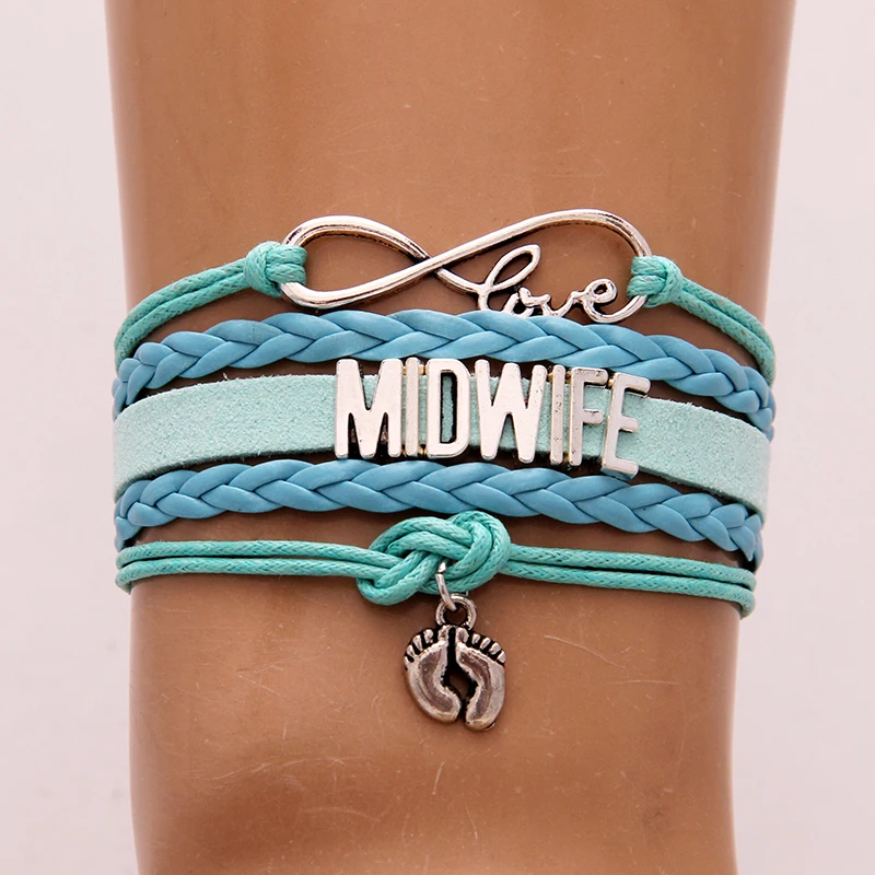 (10 шт./лот) Бесконечность любовь браслет акушерки и браслеты детские ноги