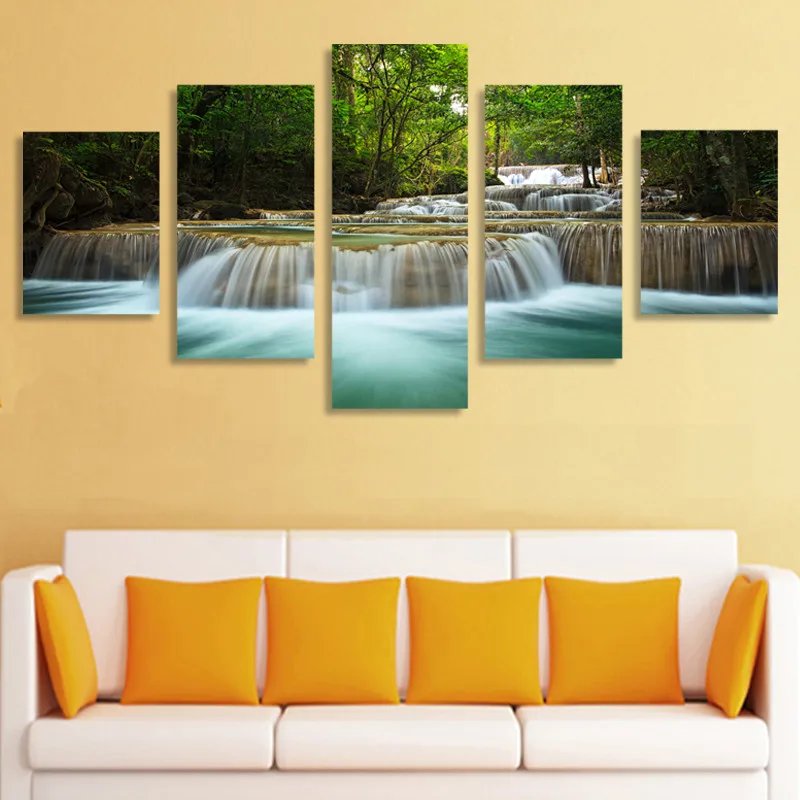

5 Panel Waterfall Painting Canvas Wall Art Picture Home Decoration Living Room Canvas Print Painting--Large Canvas Art Unframed
