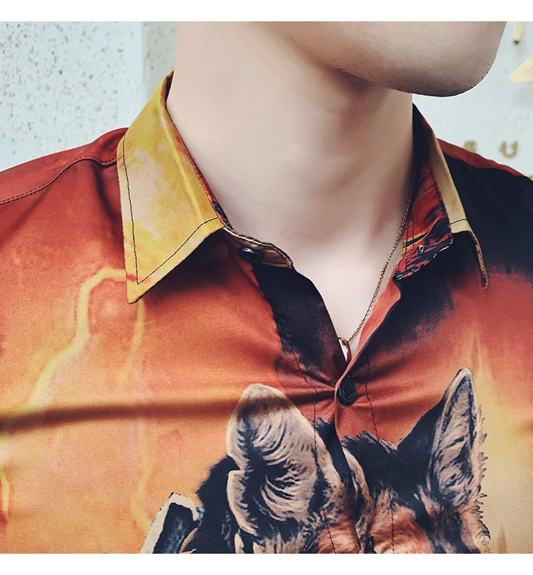 Футболка с принтом волка мужская с длинными рукавами Camisa Masculina Высококачественная Мужская одежда Camisa Homem Осенняя рубашка Social Masculina