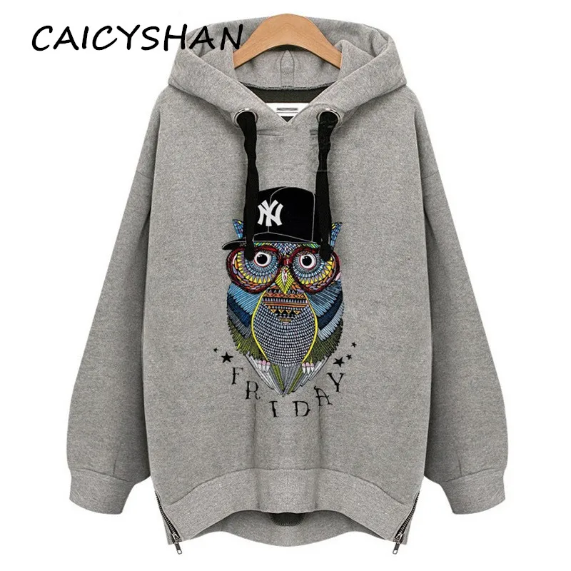 

Новинка, осенне-зимние женские толстовки, свободные свитшоты с длинным рукавом и боковой молнией, с капюшоном, для женщин, большие худи