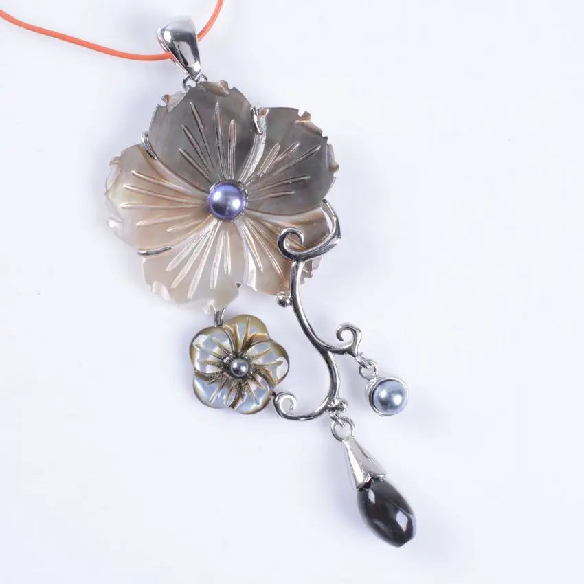 (1 шт./лот) Модный кулон из натуральных перламутровых бусин в виде цветка с