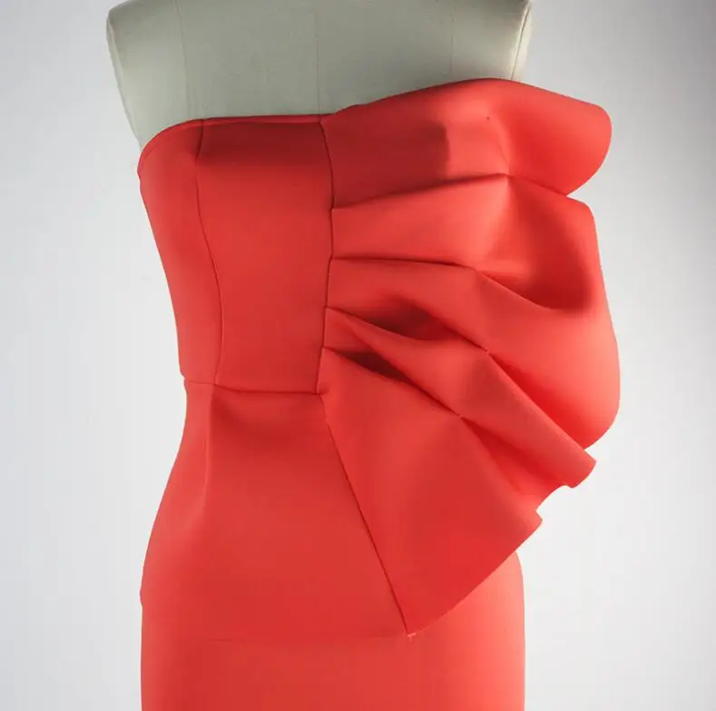

New Elegant Strapless Knee Length Dress Sleeveless Draped Slim Sexy Dress Women Celebrtiy Bodycon Club Party Dress EN-135
