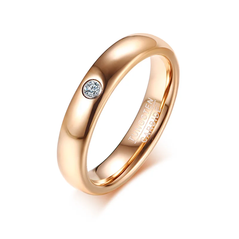 Кольца из карбида вольфрама с кристаллами цвета розового золота 4 мм|anniversary ring|name