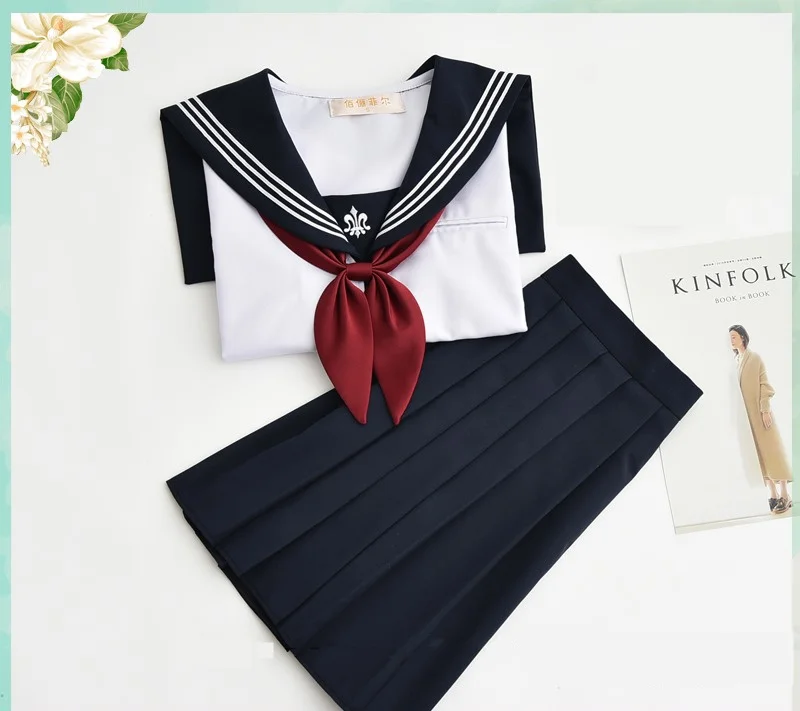 

JK японская школьная форма моряка, модная школьная форма, морской моряк, школьная форма для косплея, костюм для девочек, 3 шт./компл.