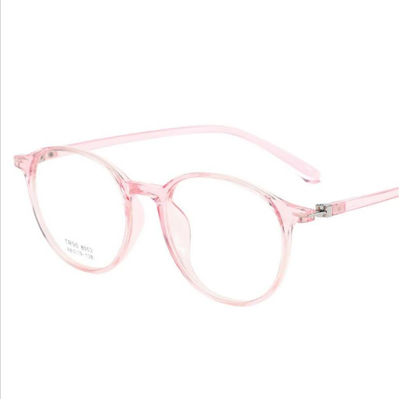 Transparent Pink TR90 прозрачные круглые близорукие очки для женщин 1,56 асферические линзы очки по рецепту для мужчин диоптрий 0-0,5-1,0 до-4,0 - Цвет оправы: Transparent Pink