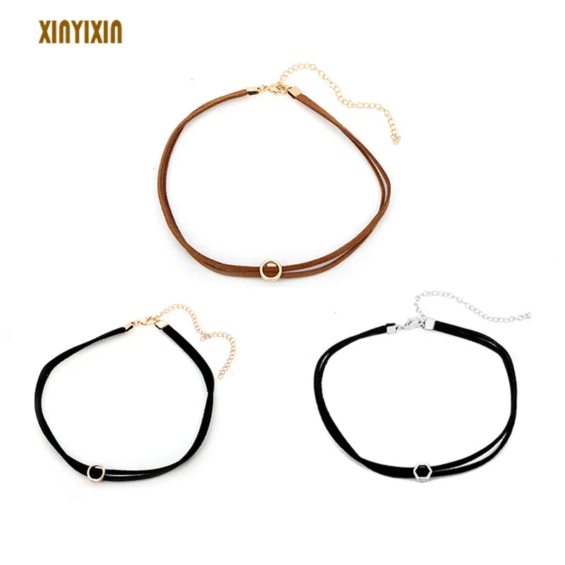 Fashion Black Leather Choker Necklace for Women Korean Style Velvet Leather Layered Chain Harajuku Necklace Sexy Fashion Jewelry  - buy with discount