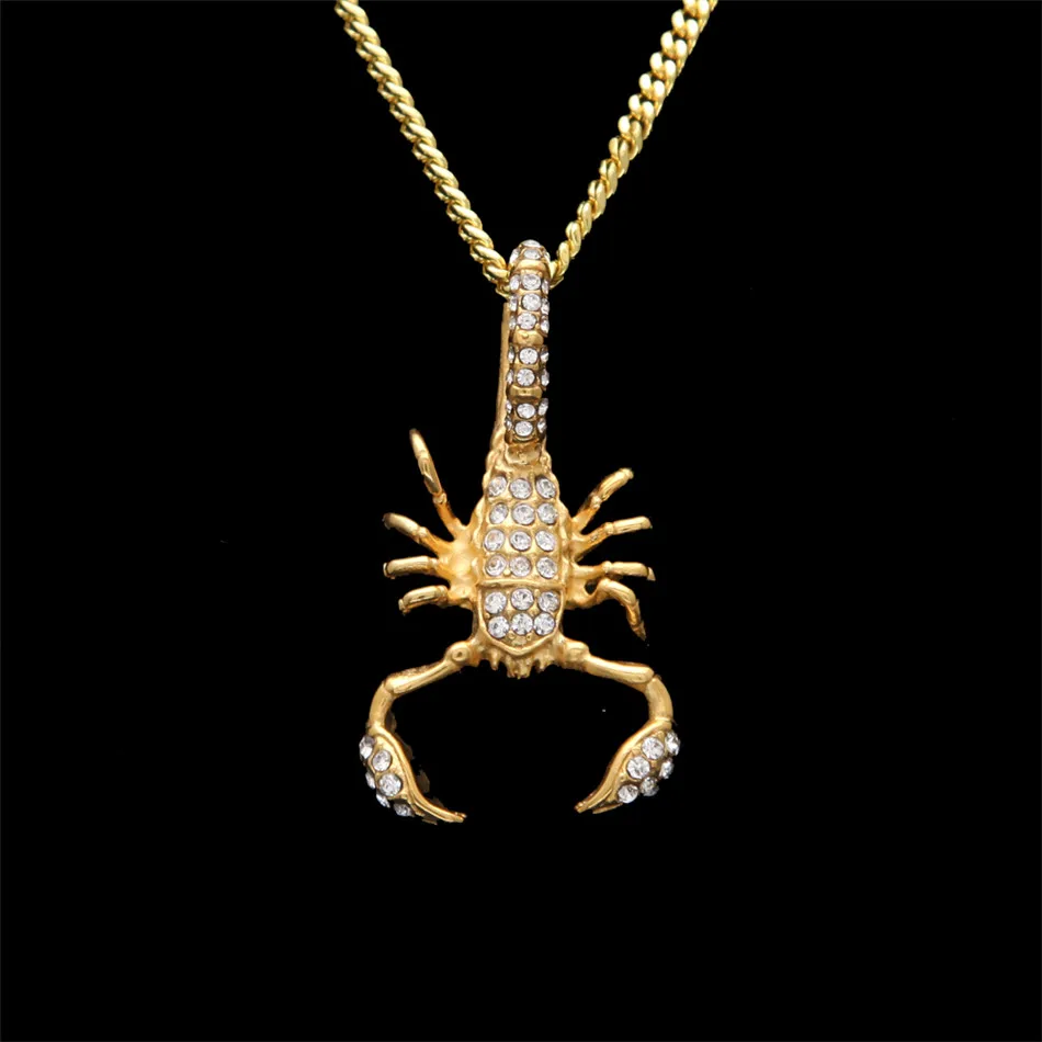 Кулон в виде скорпиона из нержавеющей стали золотого цвета|scorpion pendant|f pendantrhinestone