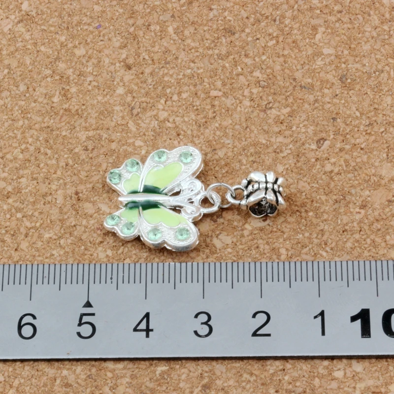 

5pcs Green Enamel Butterfly Alloy Dangle Charm Beads Fit Charm necklace DIY Accessories 22x32.5mm A-504a