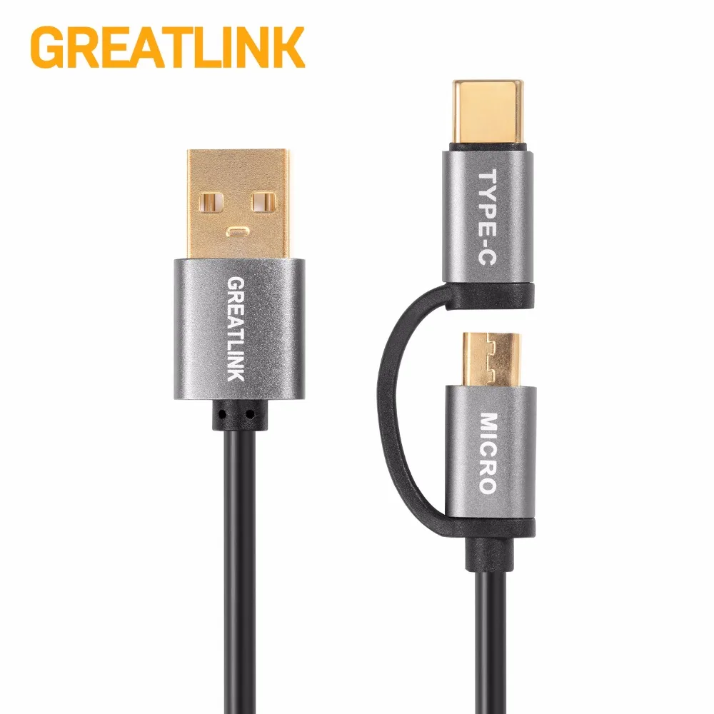 USB к Micro + Type C кабель для быстрой зарядки 2 в 1 USB3.0 и thunderbolt шнур многопортовый