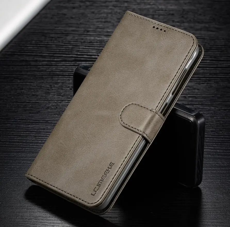 Grey Чехол для samsung Galaxy Note 10 Pro A70 A50 A40 A30 A20 A10 M10 M20 M30 чехол Кожаный чехол-портмоне с подставкой Чехол защитный флип-чехол для телефона - Цвет: Grey