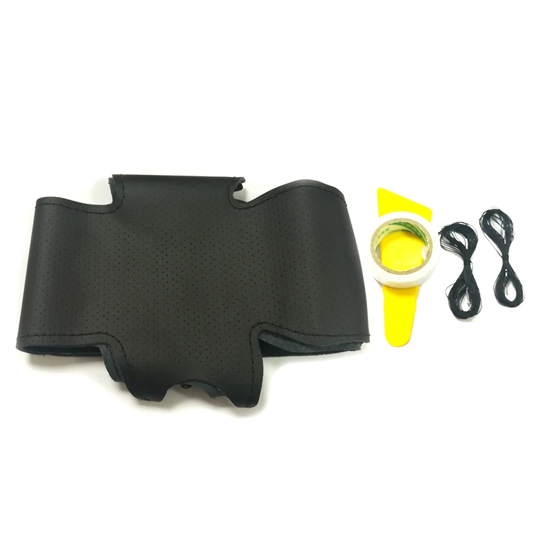Black thread Для ниссан х трейл T31 Qashqai J10 J11 NV200 Rogue изгой из натуральной кожи Плетеный чехол на руль DIY ручной швейный автомобиль аксессуары - Название цвета: Black thread
