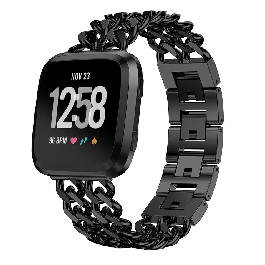 Браслет HAOBA для Fitbit Versa Двойная Цепочка из нержавеющей стали металлический
