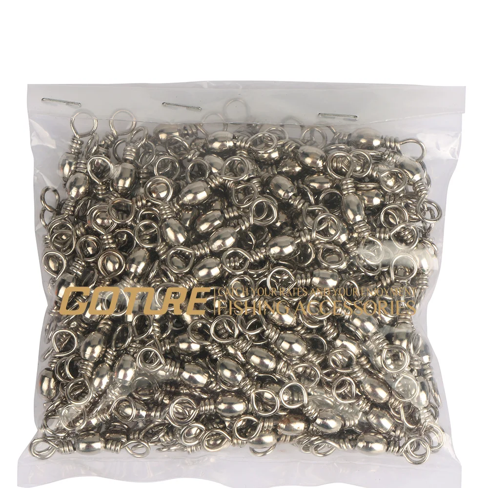 Goture 200pcs/lot Rolling Barrel Swivel Fishing Swivel Carbon Steel Sea Fishing Hook Fishing Hook Size 10, 8, 6, 4, 2, 1/0,
